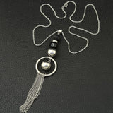 Stainless Steel Jewelry 650mm Long Charm Sweater Chain Necklace Long Round Ball Pendant NEILBQBF