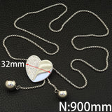 Stainless Steel 900mm Long Charm Sweater Chain Heart Necklace Pendant NEILALBB