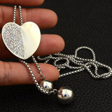 Stainless Steel 900mm Long Charm Sweater Chain Heart Necklace Pendant NEILALBB