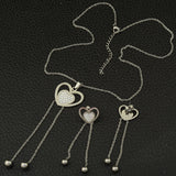 Stainless Steel Jewelry Set Stud Earrings And Long Heart Pendants With Necklace SBJLALCA