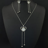 Stainless Steel Jewelry Set Stud Earrings And Long Heart Pendants With Necklace SBJLALCA