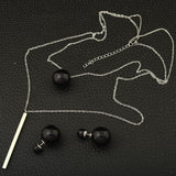 Stainless Steel Vintage Silver And Gold Necklace Ball Pendant And Earrings Sets SGHLBLBB