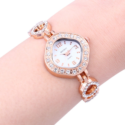 Business Alloy Strap Square Glass Retro Design Quartz Watch