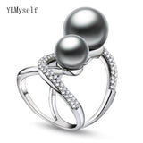 Fashion large pearl crystal elegant Ring