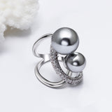 Fashion large pearl crystal elegant Ring