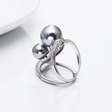 Fashion large pearl crystal elegant Ring