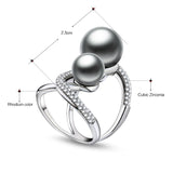 Fashion large pearl crystal elegant Ring