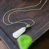 Fine Xinjiang Hetian White Natural Stone Pendants Carving Columnar Pendant