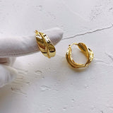 Classic Brand Modern Gold Hoop Cookie Geometric Jewelry Big Twist Earrings