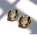 Classic Brand Modern Gold Hoop Cookie Geometric Jewelry Big Twist Earrings