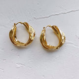 Classic Brand Modern Gold Hoop Cookie Geometric Jewelry Big Twist Earrings