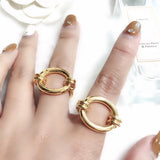 France Niche Brand Designers Fashion Geometric Gold Ring