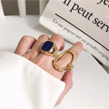 France Niche Brand Designers Fashion Geometric Gold Ring