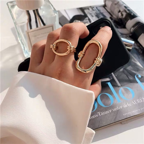 France Niche Brand Designers Fashion Geometric Gold Ring