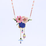 enamel tassel necklaces open ring set