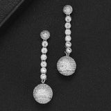 GODKI 49mm 2019 Charms Luxury Link Chain Balls Drop Earrings Full Mirco CZ Paved Cubic Zircon