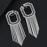 GODKI 58MM Luxury Long Tassels African Dangle Earrings Cubic Zircon Crystal CZ Dubai Indian Bridal Earrings