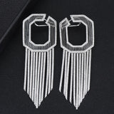 GODKI 58MM Luxury Long Tassels African Dangle Earrings Cubic Zircon Crystal CZ Dubai Indian Bridal Earrings