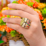 GODKI Exclusive Clouds Life Tree Colorful CZ Stacks Rings