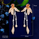 GODKI Trendy Luxury Flower Long Tassel Dangle Earrings