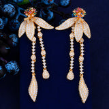 GODKI Trendy Luxury Flower Long Tassel Dangle Earrings