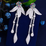 GODKI Trendy Luxury Flower Long Tassel Dangle Earrings