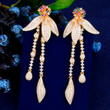 GODKI Trendy Luxury Flower Long Tassel Dangle Earrings