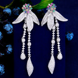 GODKI Trendy Luxury Flower Long Tassel Dangle Earrings