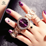 GUOU Exquisite Top Luxury Diamond Quartz Stainless Steel Wristwatch