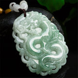 Genuine Burmese Jadeite Hand Carved Dragon Pendant Men or Women's Amulet Necklace