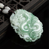 Genuine Burmese Jadeite Hand Carved Dragon Pendant Men or Women's Amulet Necklace