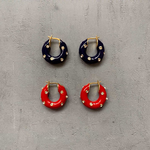 Geometry Rhinestone Pearl Cute Ear Cuff French Style Simple Brass HOOP Earrings