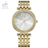 SK Luxury Crystal Sliver Dial Fashion Design Bracelet Watches