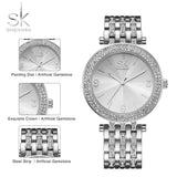 SK Luxury Crystal Sliver Dial Fashion Design Bracelet Watches