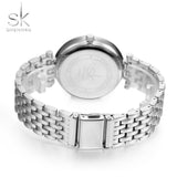 SK Luxury Crystal Sliver Dial Fashion Design Bracelet Watches