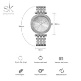 SK Luxury Crystal Sliver Dial Fashion Design Bracelet Watches