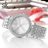 SK Luxury Crystal Sliver Dial Fashion Design Bracelet Watches