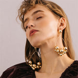 Gold Ball Dangle Big Dangle Dot Earings Drop Earrings