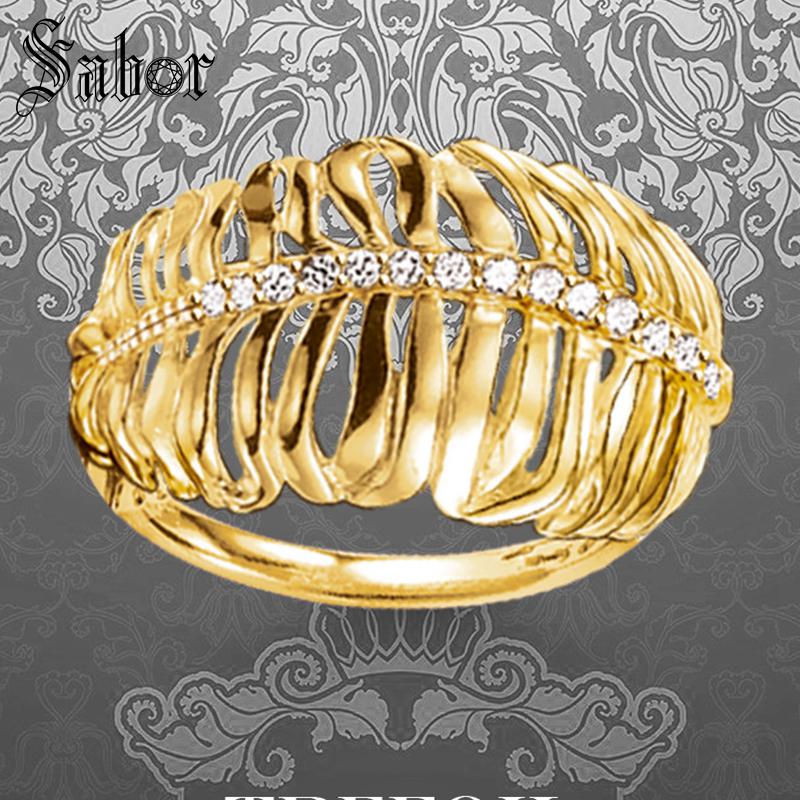 Gold Color Feather Rings, 925 Sterling Silver Fashion Jewelry