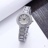 Gold Fashion & Casual watch Metal bracelet high quality luxury quartz white crystal watch