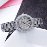 Gold Fashion & Casual watch Metal bracelet high quality luxury quartz white crystal watch