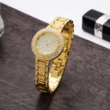 Gold Fashion & Casual watch Metal bracelet high quality luxury quartz white crystal watch