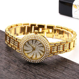 Gold Fashion & Casual watch Metal bracelet high quality luxury quartz white crystal watch