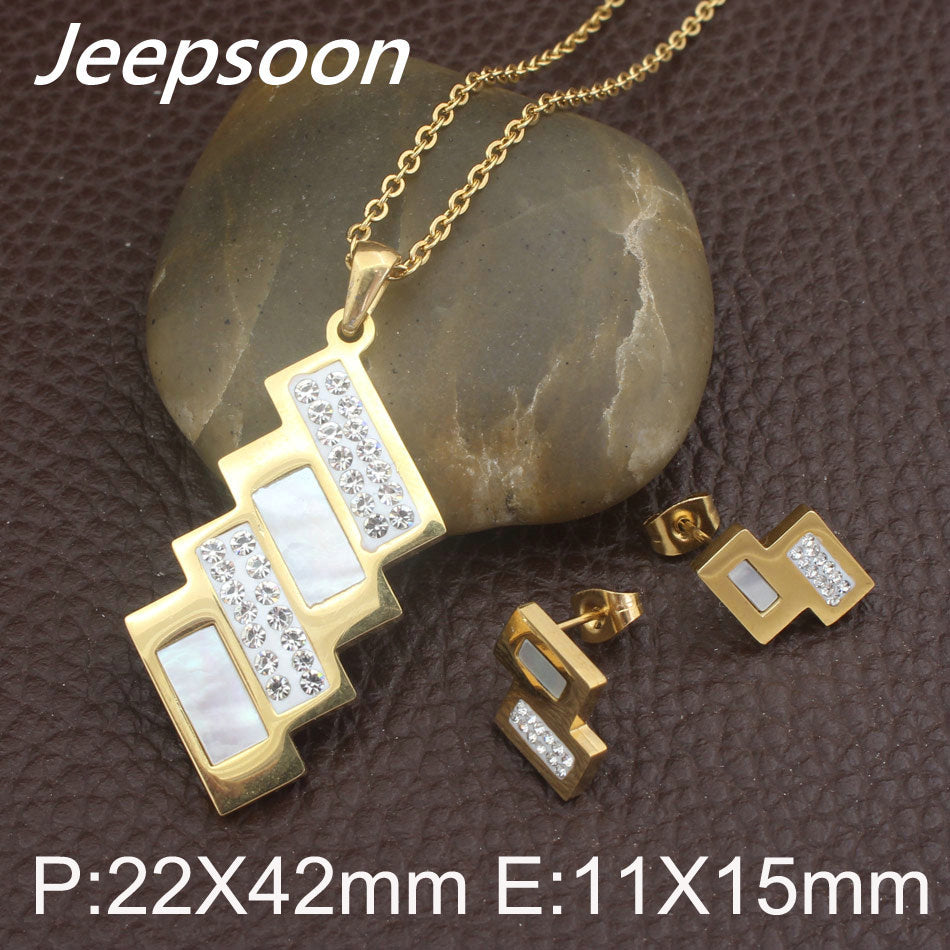Gold Color Stainless steel jewelry pendants and Earrings Set SEWFAXCB