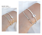 HFYK 925 Sterling Silver Bracelet Gold Silver Double Layer Bracelets