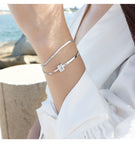 HFYK 925 Sterling Silver Bracelet Gold Silver Double Layer Bracelets