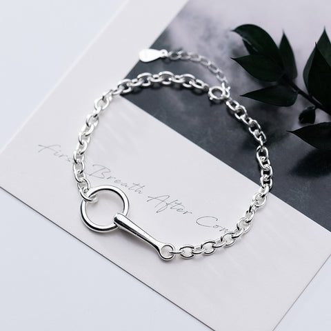 HFYK 925 Sterling Silver Bracelet Round Circle Chain Bracelets