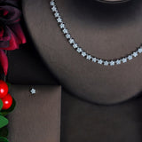 HIBRID Fashionable Flower Design Crystal Necklace Jewelry Sets