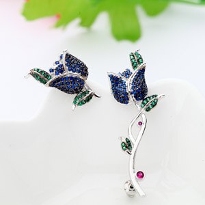 HIBRIDE Elegant Flower Earrings AAA CZ Crystal White Gold Stud Earring brincos boucle d'oreille E-365