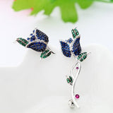 HIBRIDE Elegant Flower Earrings AAA CZ Crystal White Gold Stud Earring brincos boucle d'oreille E-365